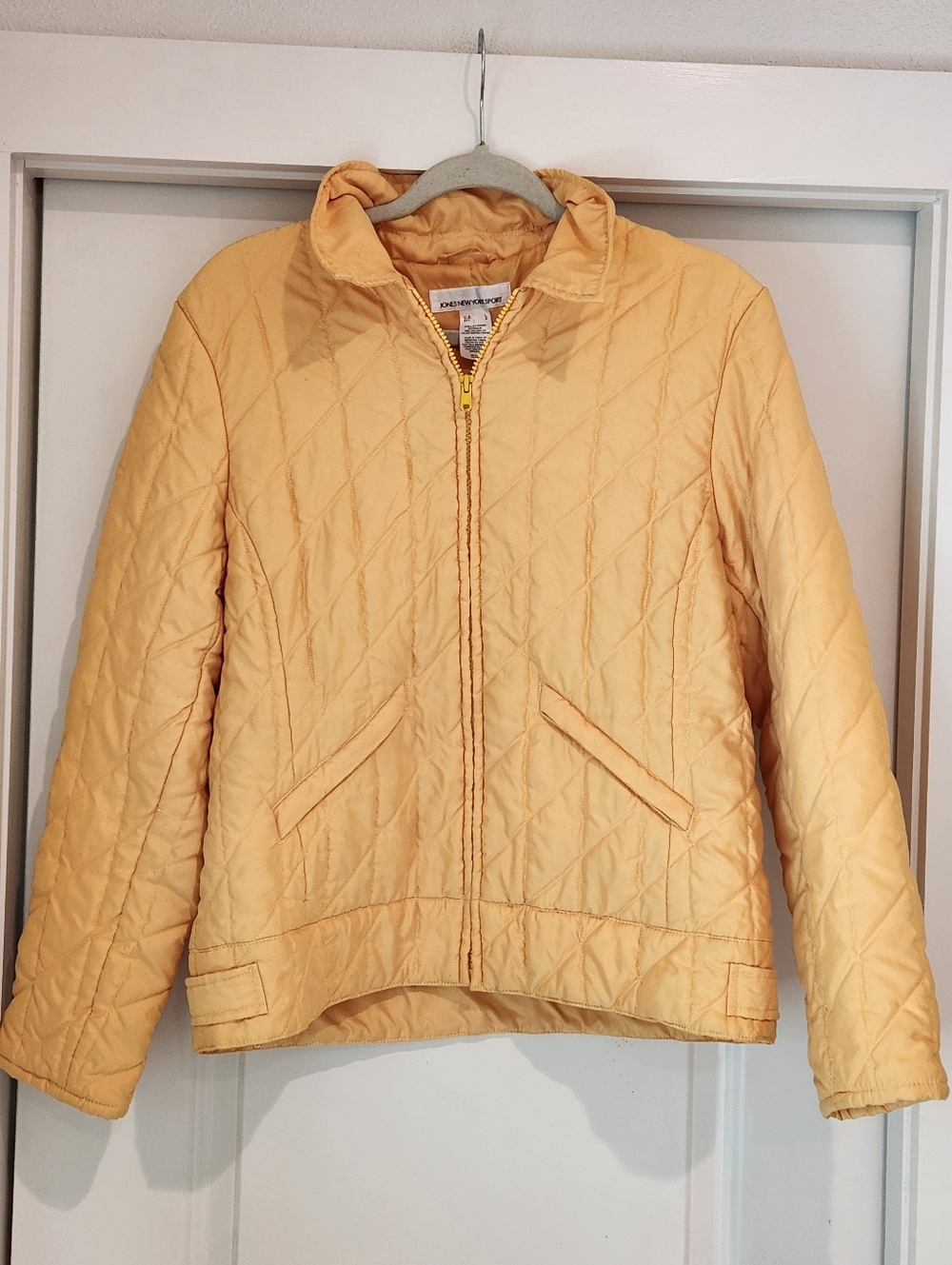 Jones New York Light Yellow Quilted Zip-Up Jacket